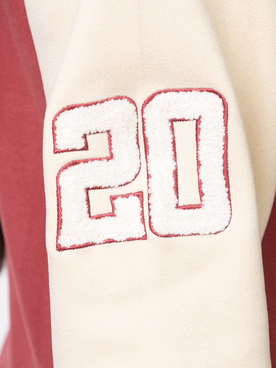 ARISH Varsity Jacket, Onion Cream Red, Imported Fleece Polyester