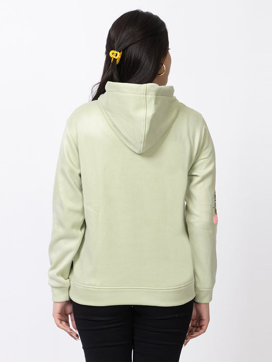 ARISH Mint Green Zipper Hoodie Sweatshirt with Kangaroo Pocket, Imported Fleece