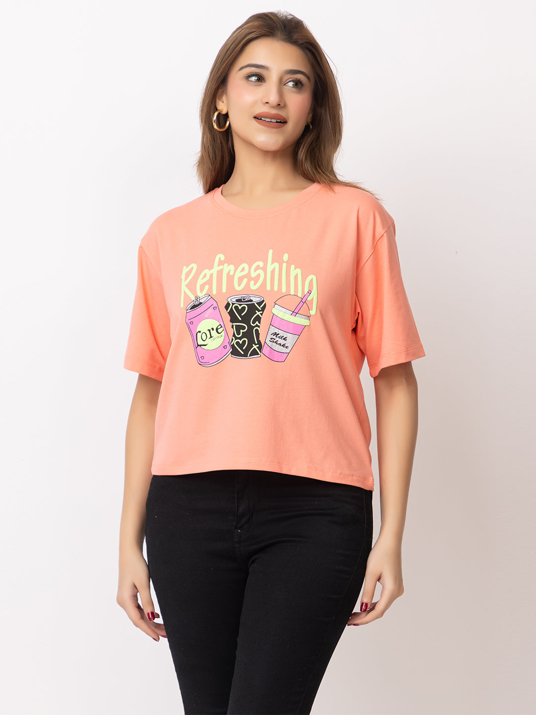 ARISH Girls Grphic Print T-Shirt for Gym, Yoga, Sports, Round Neck, Loosefit,