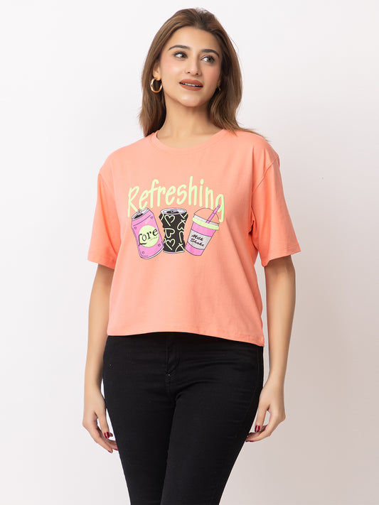 ARISH Girls Grphic Print T-Shirt for Gym, Yoga, Sports, Round Neck, Loosefit,