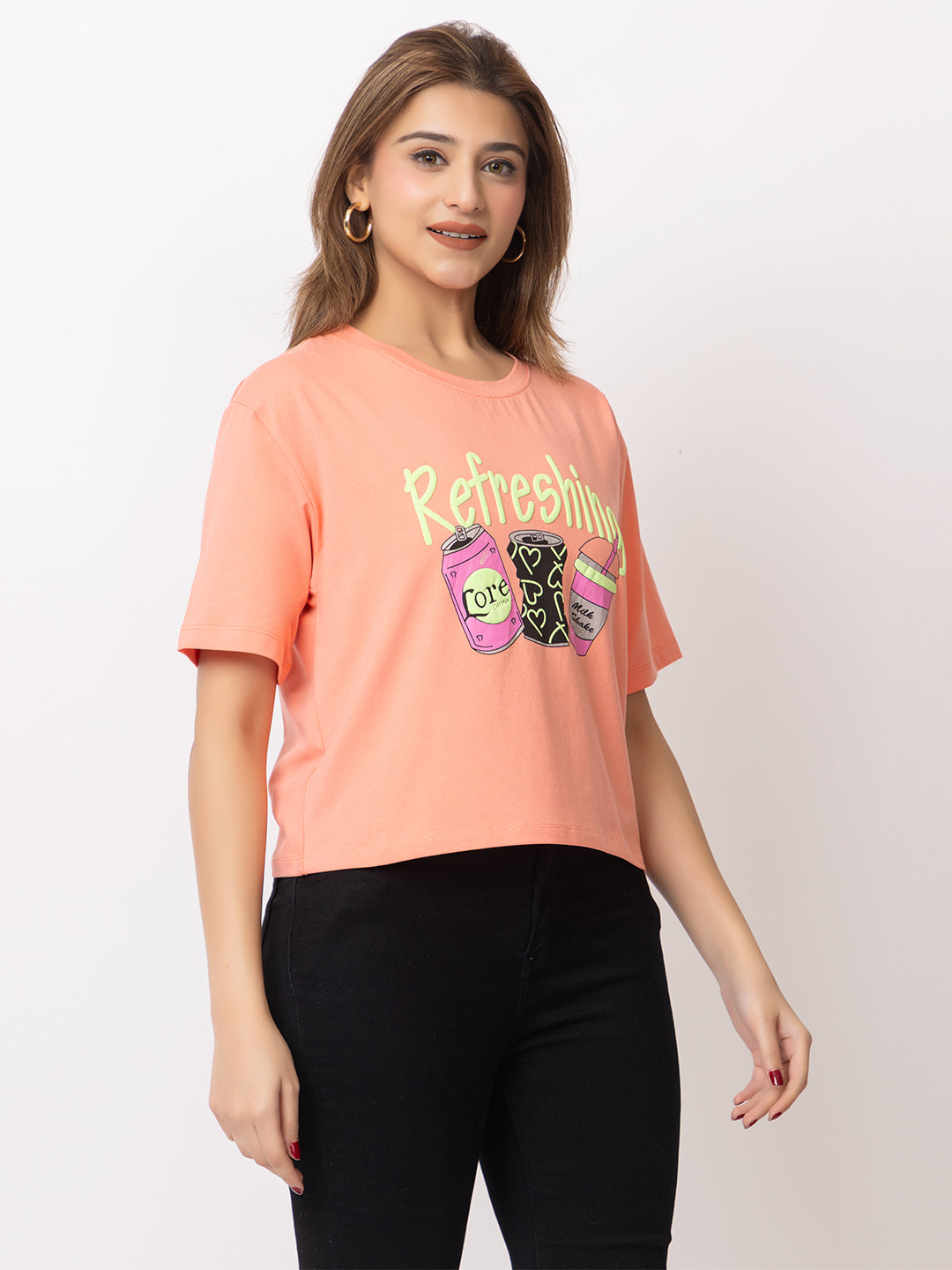 ARISH Girls Grphic Print T-Shirt for Gym, Yoga, Sports, Round Neck, Loosefit,