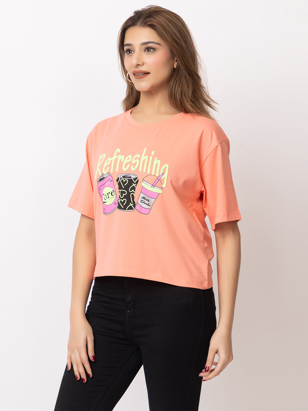ARISH Girls Grphic Print T-Shirt for Gym, Yoga, Sports, Round Neck, Loosefit,