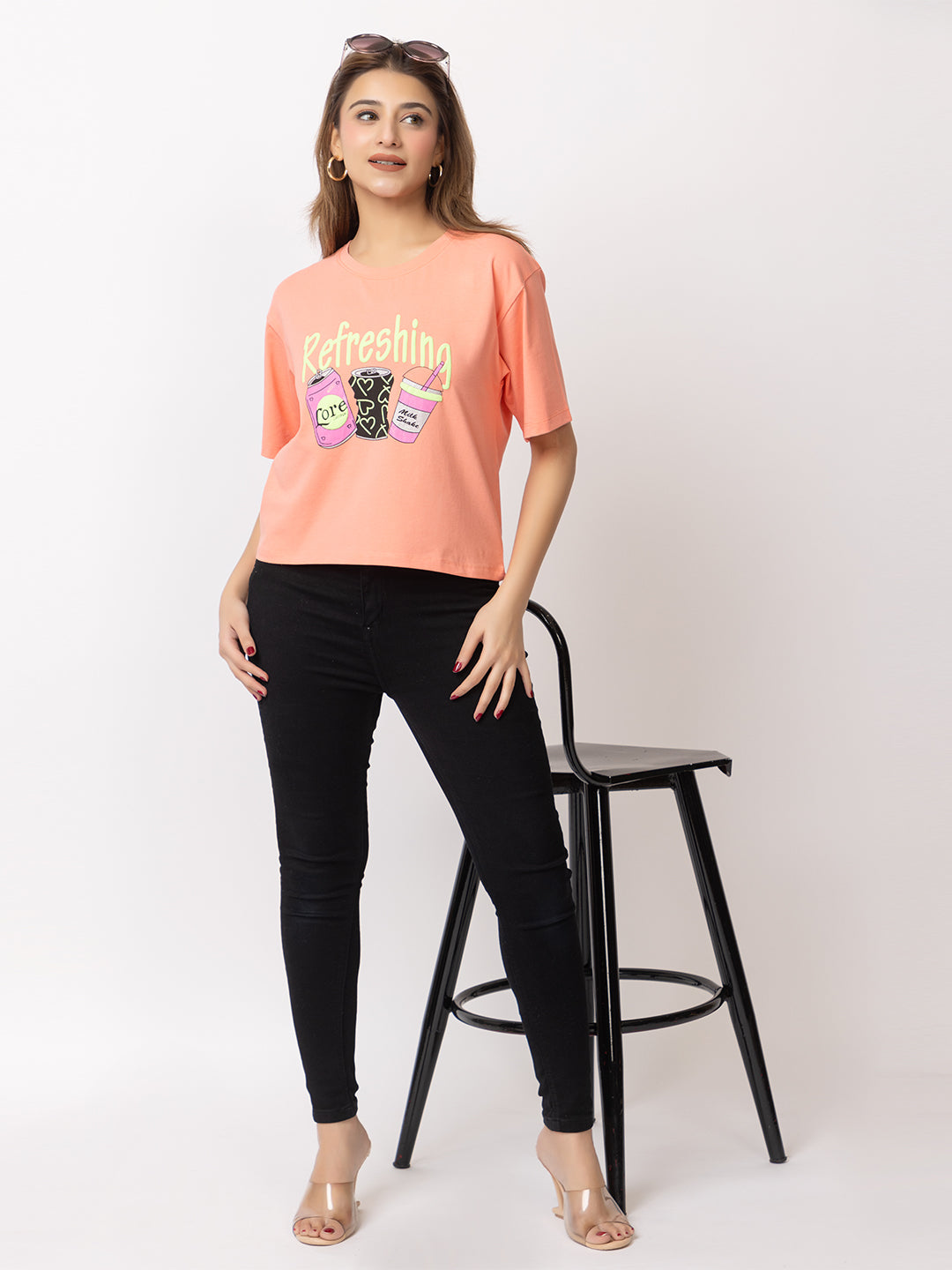 ARISH Girls Grphic Print T-Shirt for Gym, Yoga, Sports, Round Neck, Loosefit,