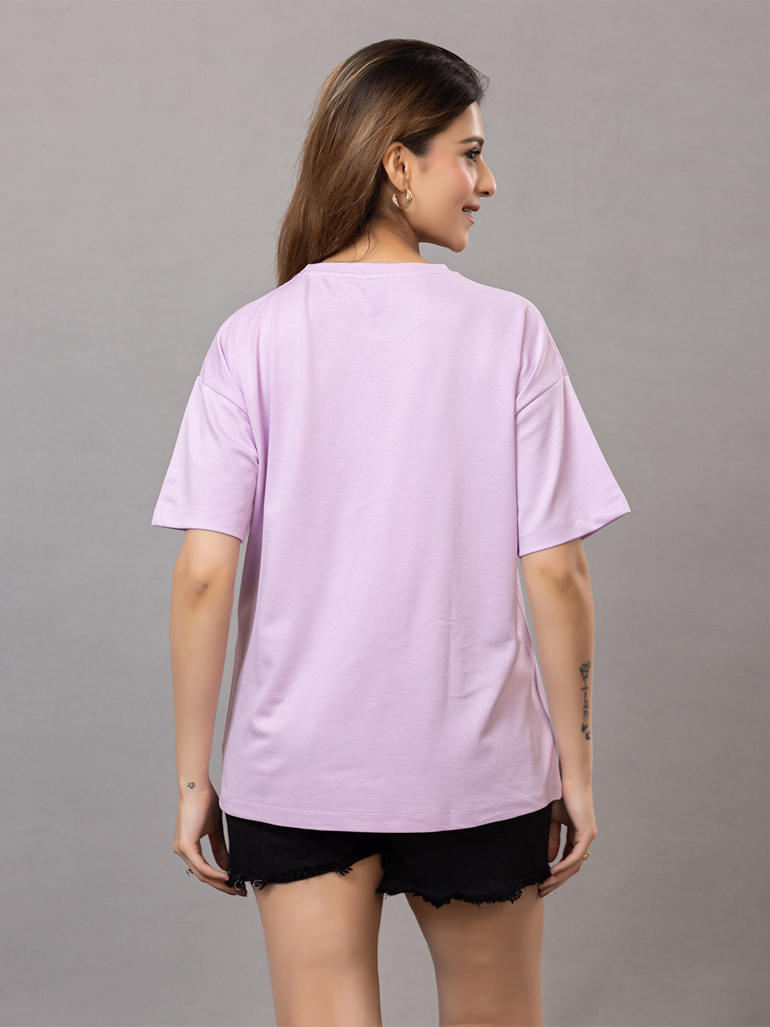 Women's Graphic T-Shirt for |Gym| Yoga| Sports| Lavender, Bicycle Print Design, Oversized Fit
