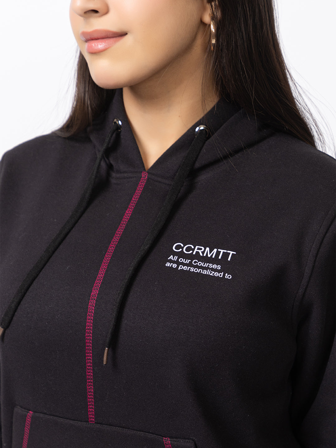 ARISH Black Sweatshirt Hoodie, Twin Color Print, Imported Fleece
