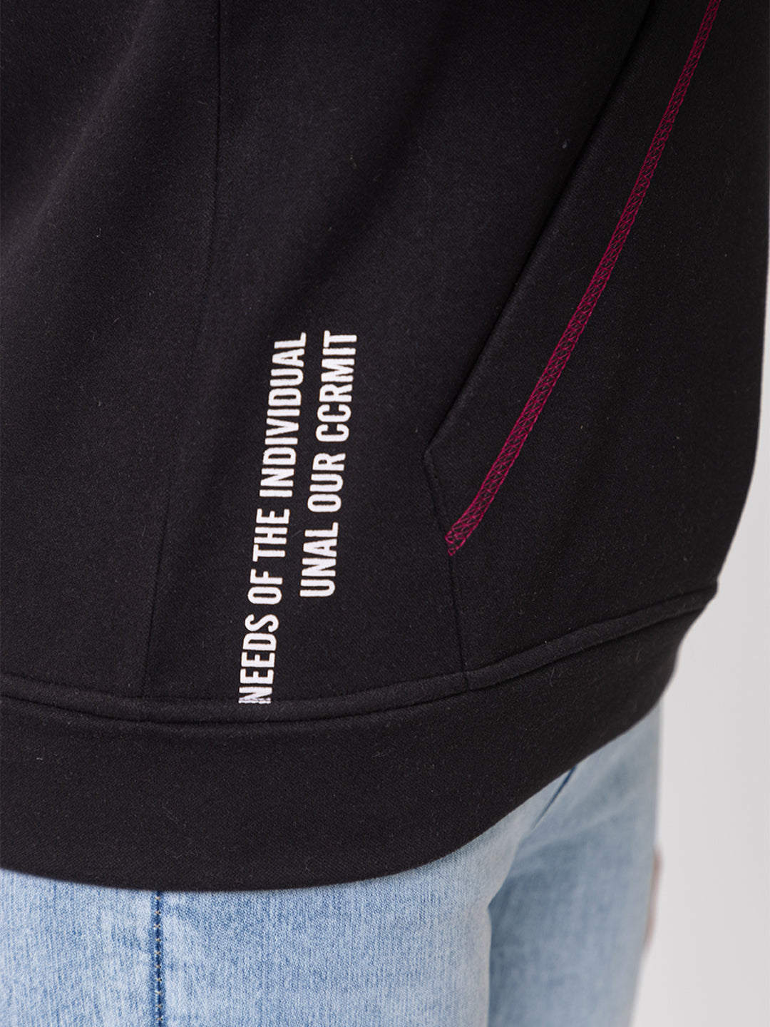 ARISH Black Sweatshirt Hoodie, Twin Color Print, Imported Fleece