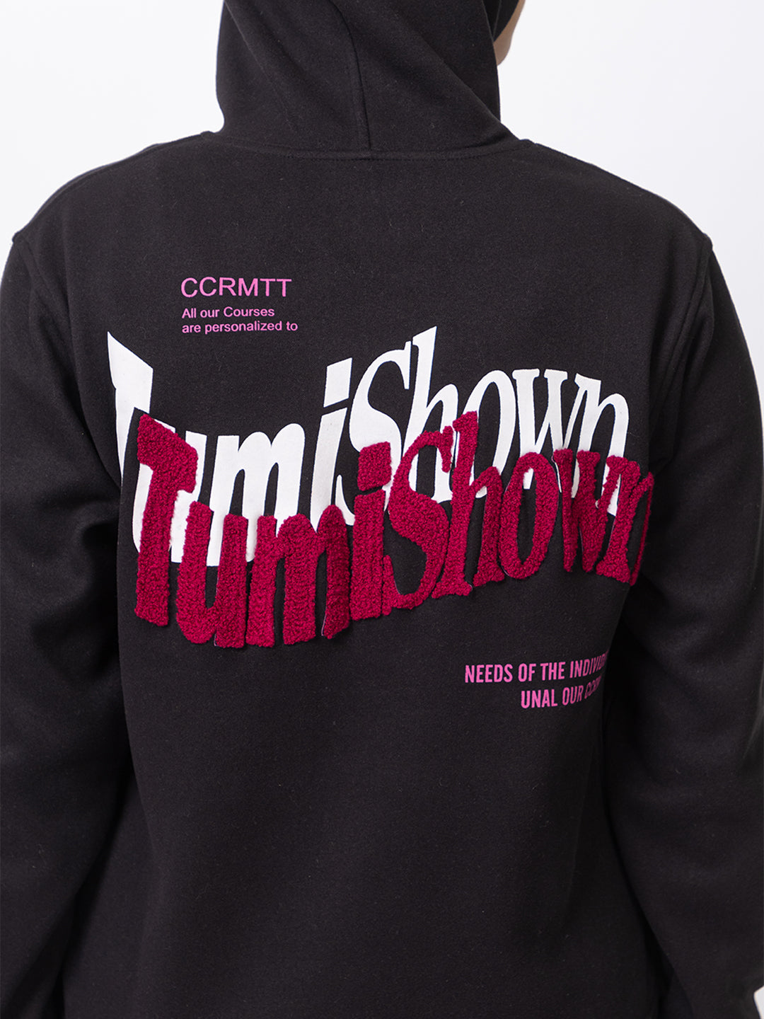 ARISH Black Sweatshirt Hoodie, Twin Color Print, Imported Fleece