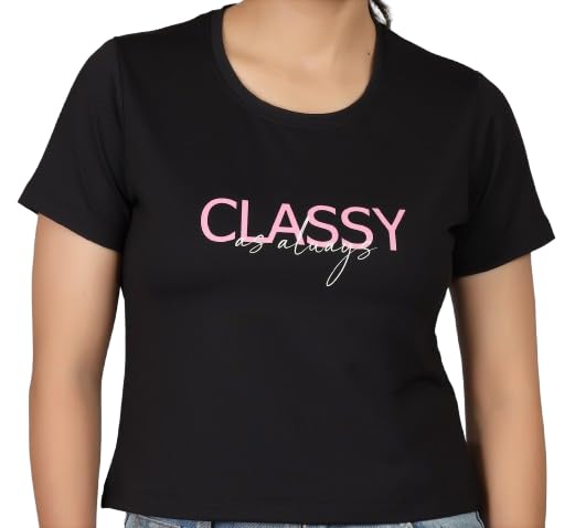 ARISH Women' Top, Crop Fit, Graphic Print - Stay Classy |Black|
