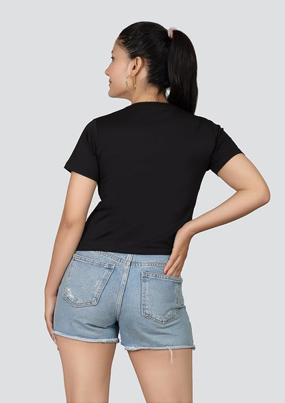 ARISH Women' Top, Crop Fit, Graphic Print - Stay Classy |Black|
