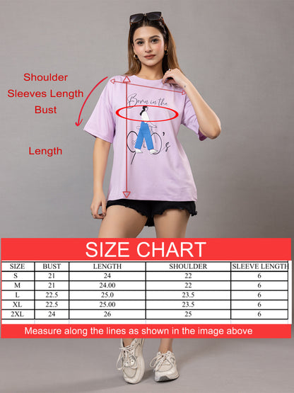 Women's Graphic T-Shirt for |Gym| Yoga| Sports| Lavender, Bicycle Print Design, Oversized Fit